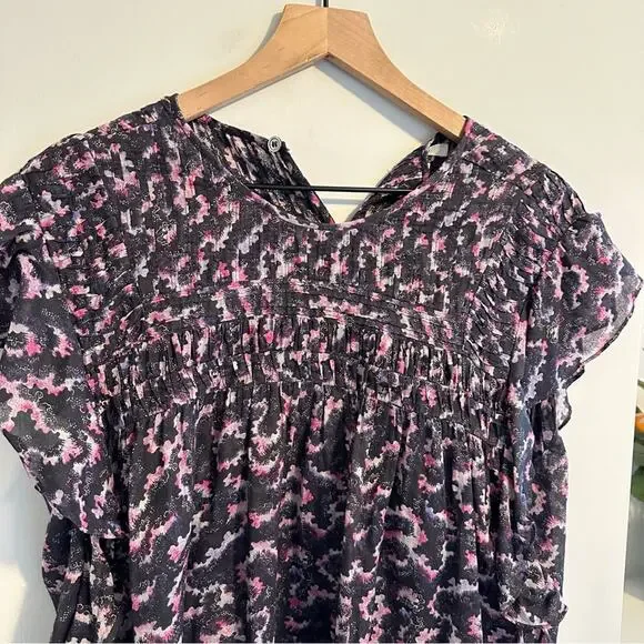 Isabel Marant Etoile Purple Pink Cotton Ikat Blouse Top 38 Medium - Picture 11 of 13